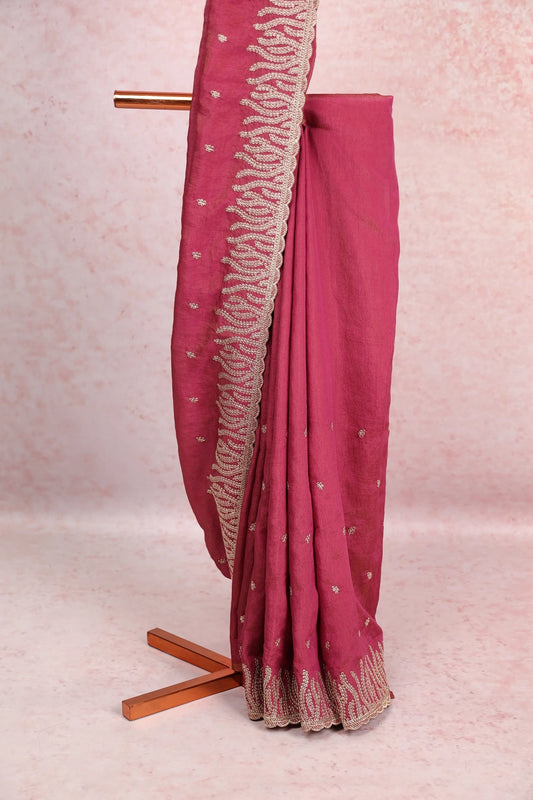 Onion Color Shimmer Saree