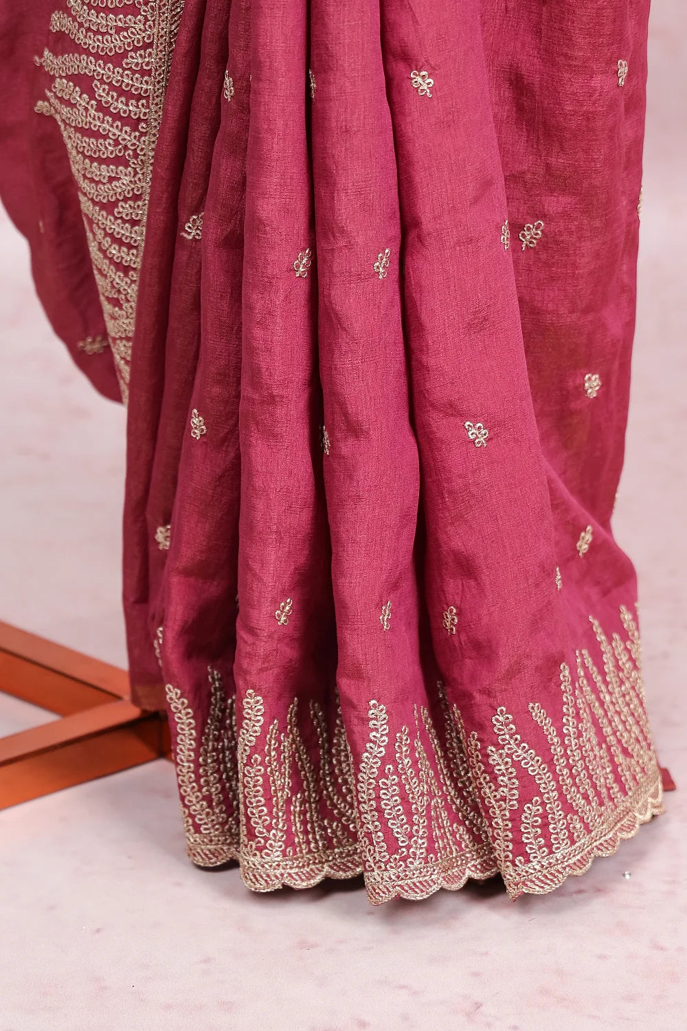 Onion Color Shimmer Saree