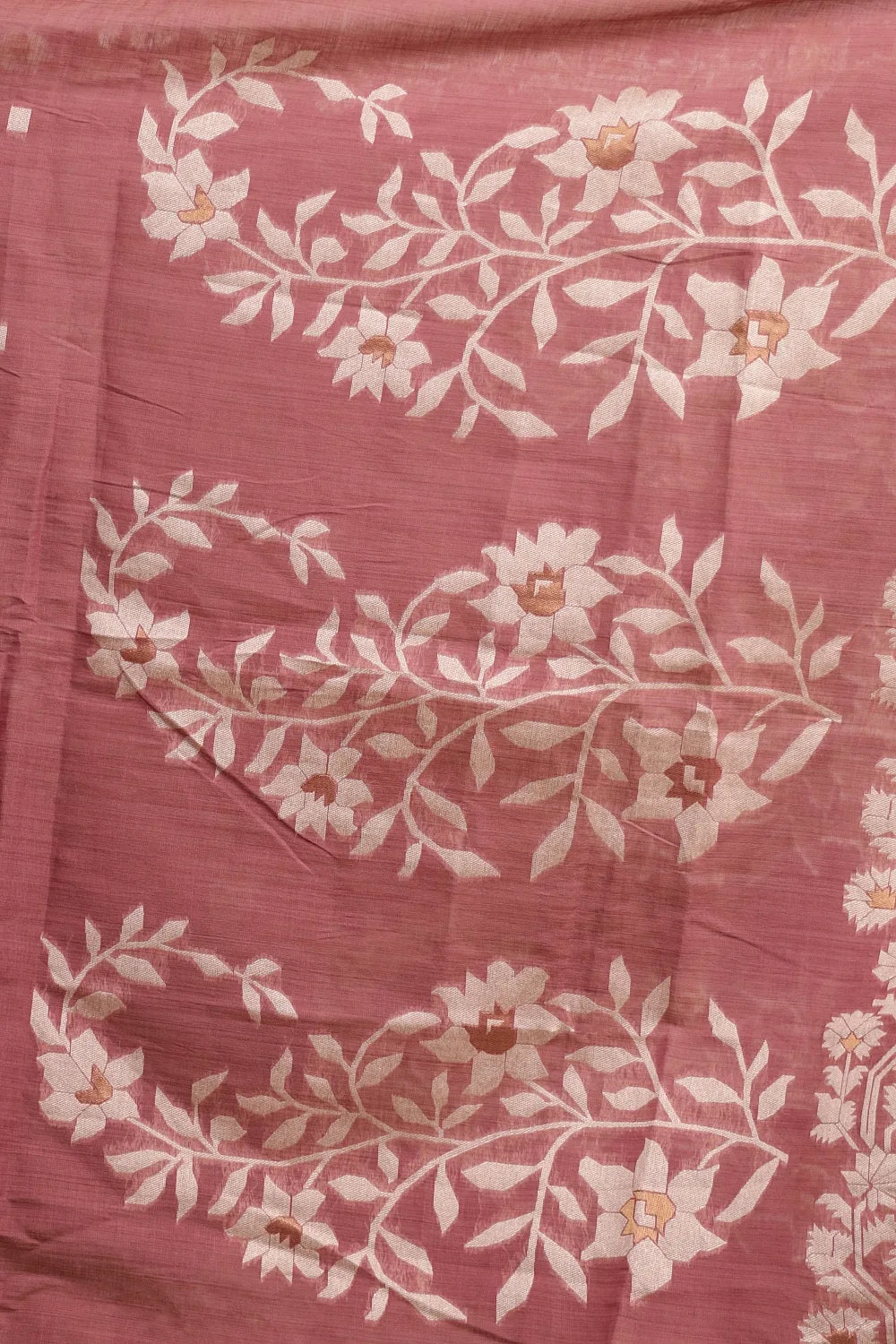 Onion Pink Chanderi Silk Beads Work Unstitched Churidhar Material