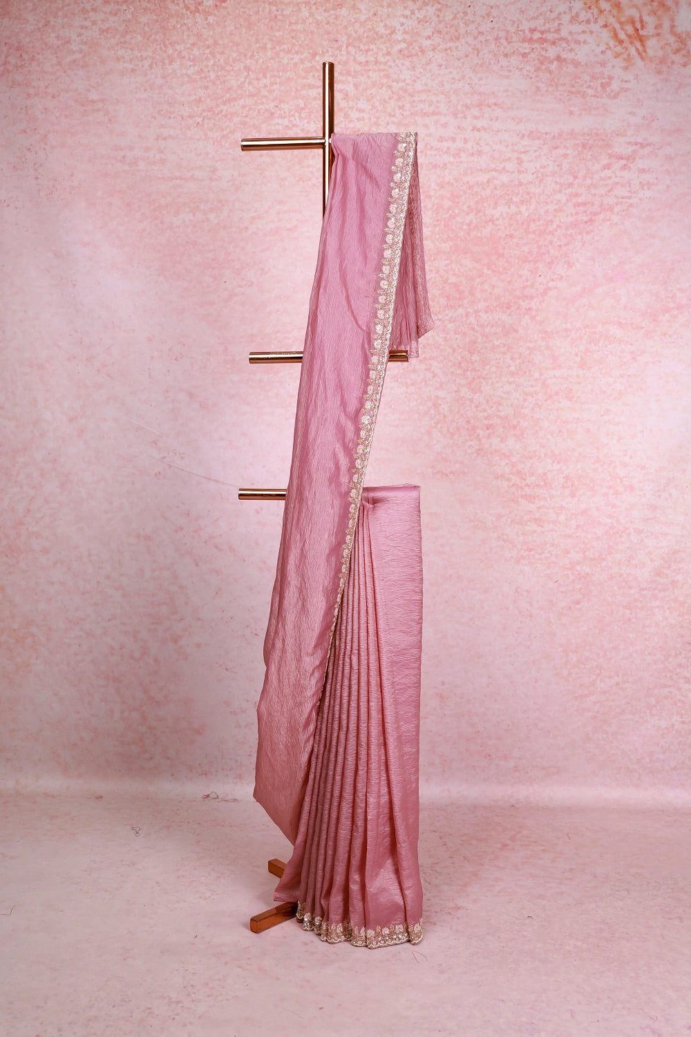 Onion Pink Crush Organza Saree