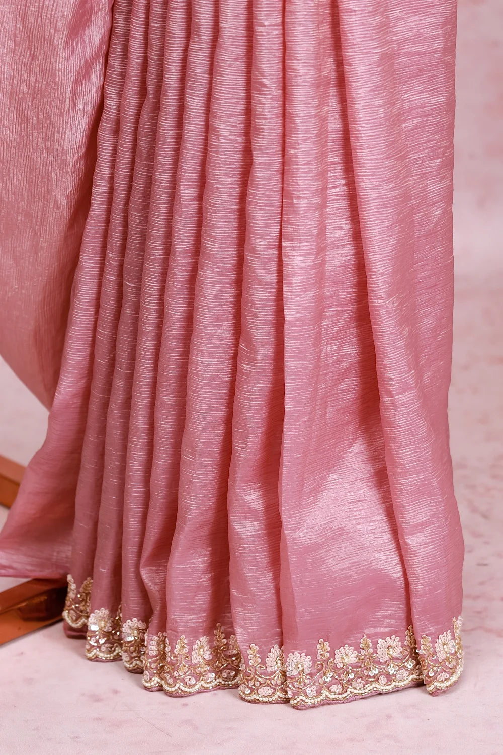 Onion Pink Crush Organza Saree