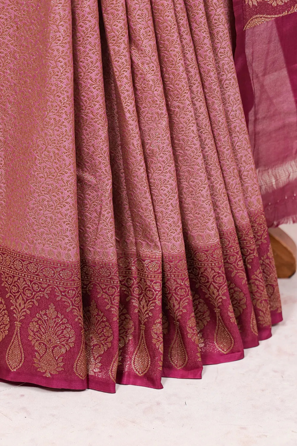Onion Pink Semi Banarasi Saree - Seematti