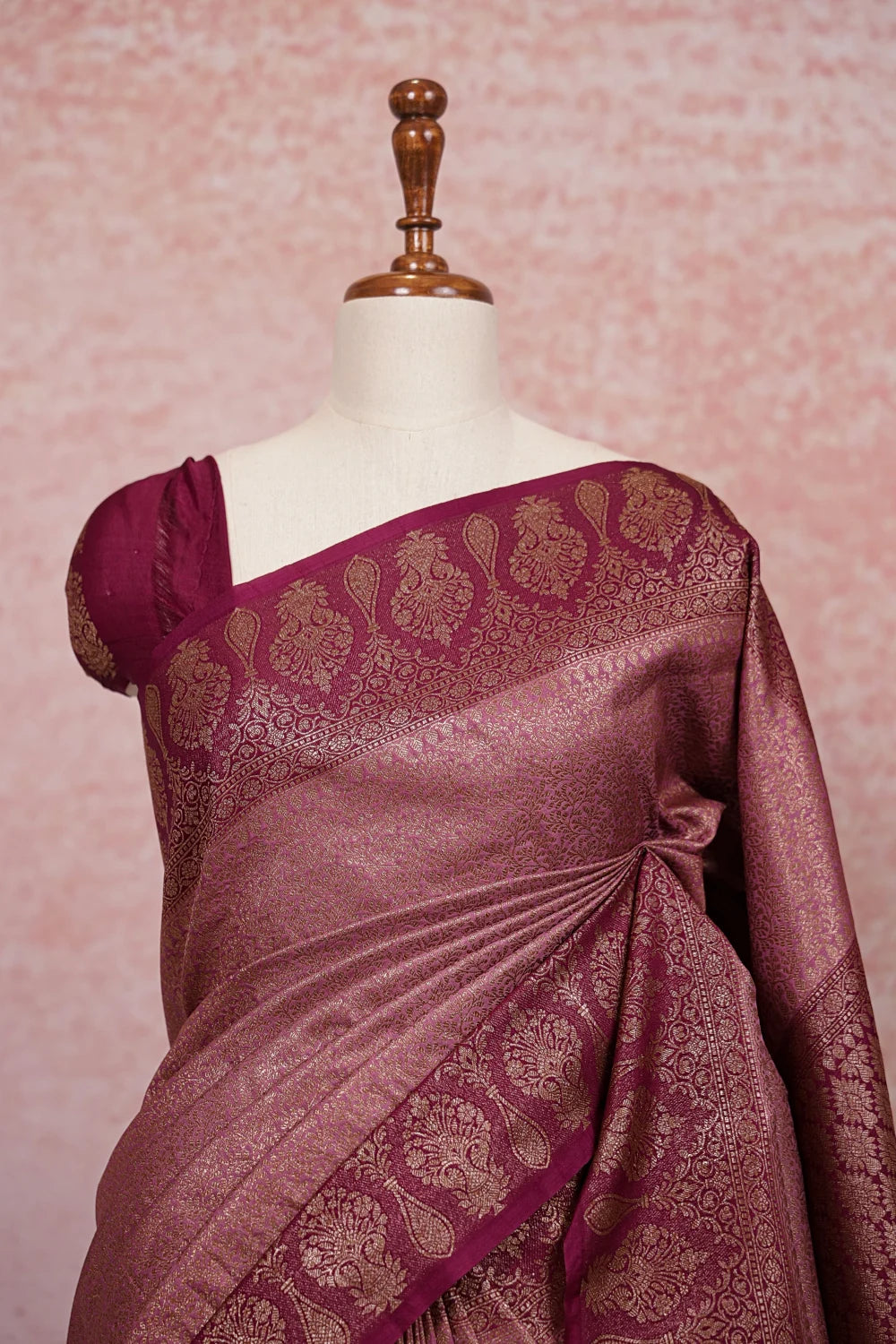 Onion Pink Semi Banarasi Saree - Seematti