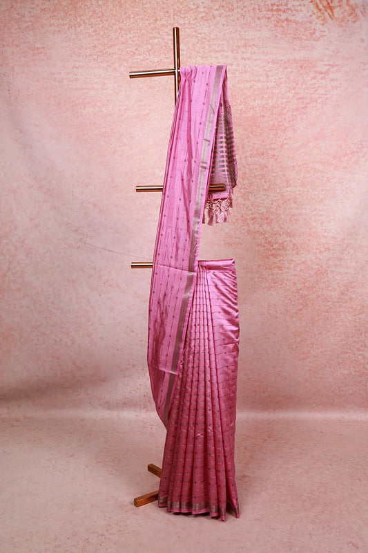 Onion Pink Semi Silk Saree