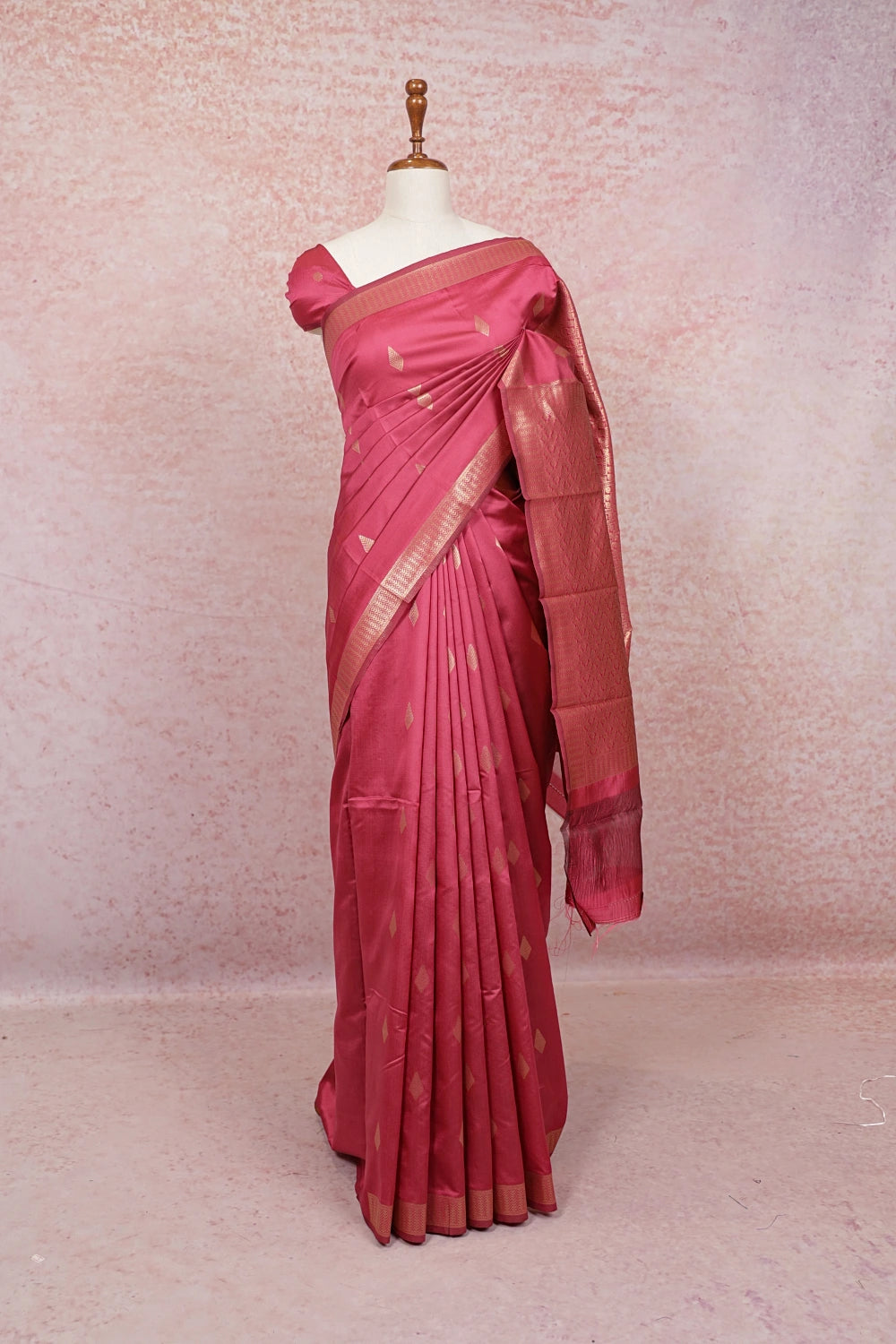 Onion Pink Semi Silk Saree