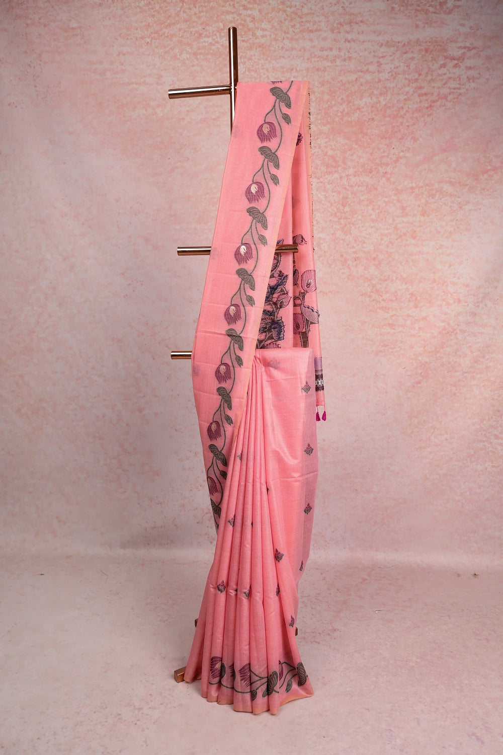 Onion Pink Semi Tussar Saree