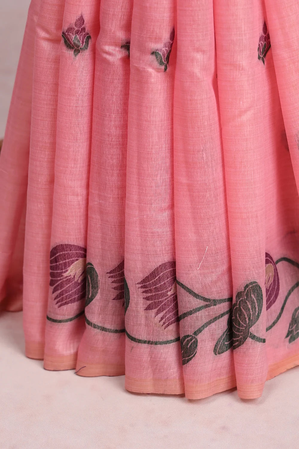 Onion Pink Semi Tussar Saree