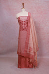 Onion Pink Tissue Silk Embroidery Unstitched Churidhar Material - Seematti