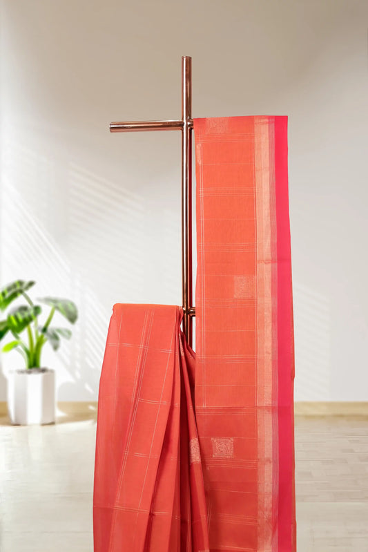Orange Cotton Saree