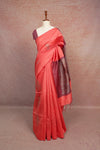 Orange Red Semi Jute Saree