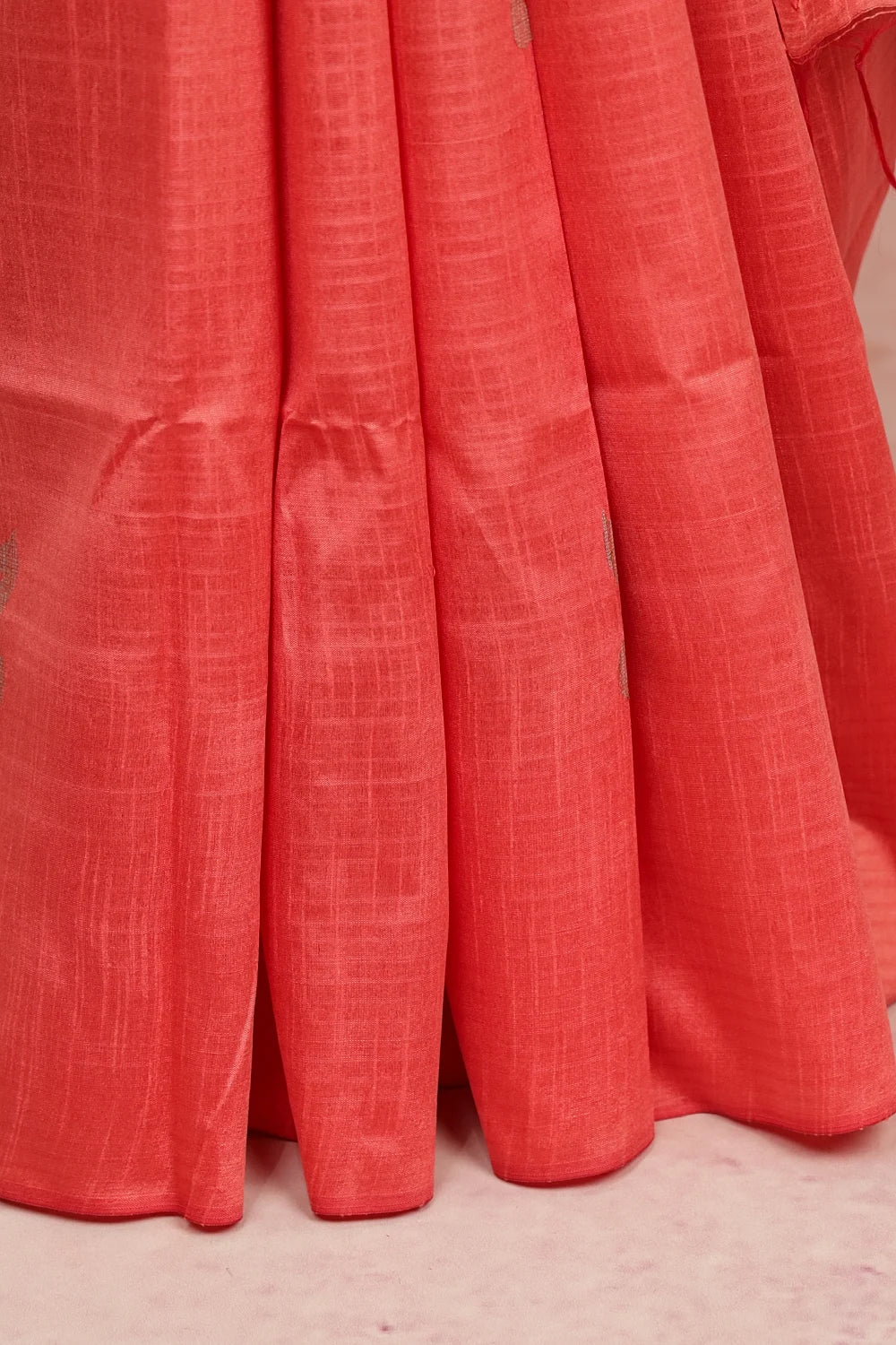 Orange Red Semi Jute Silver Weaving Saree With Without Border - Seematti