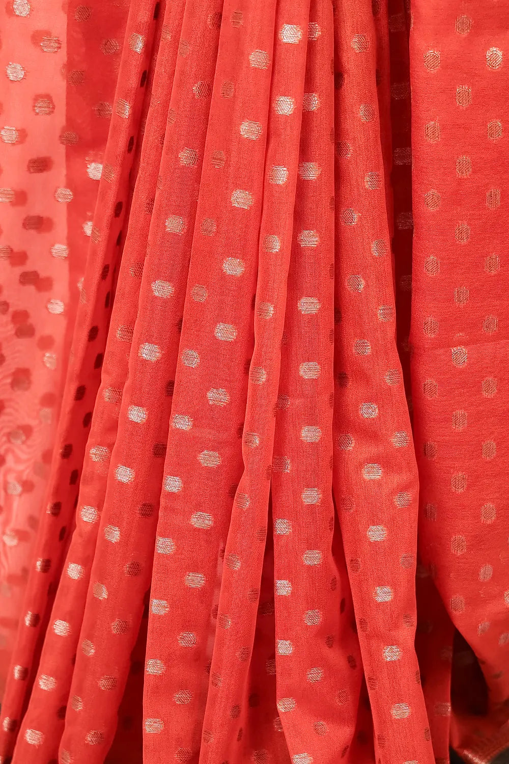 Orange Semi Banarasi Saree