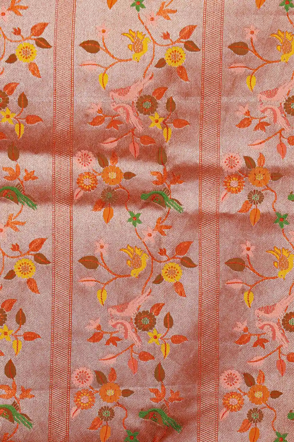 Orange Semi Banarasi Saree - Seematti