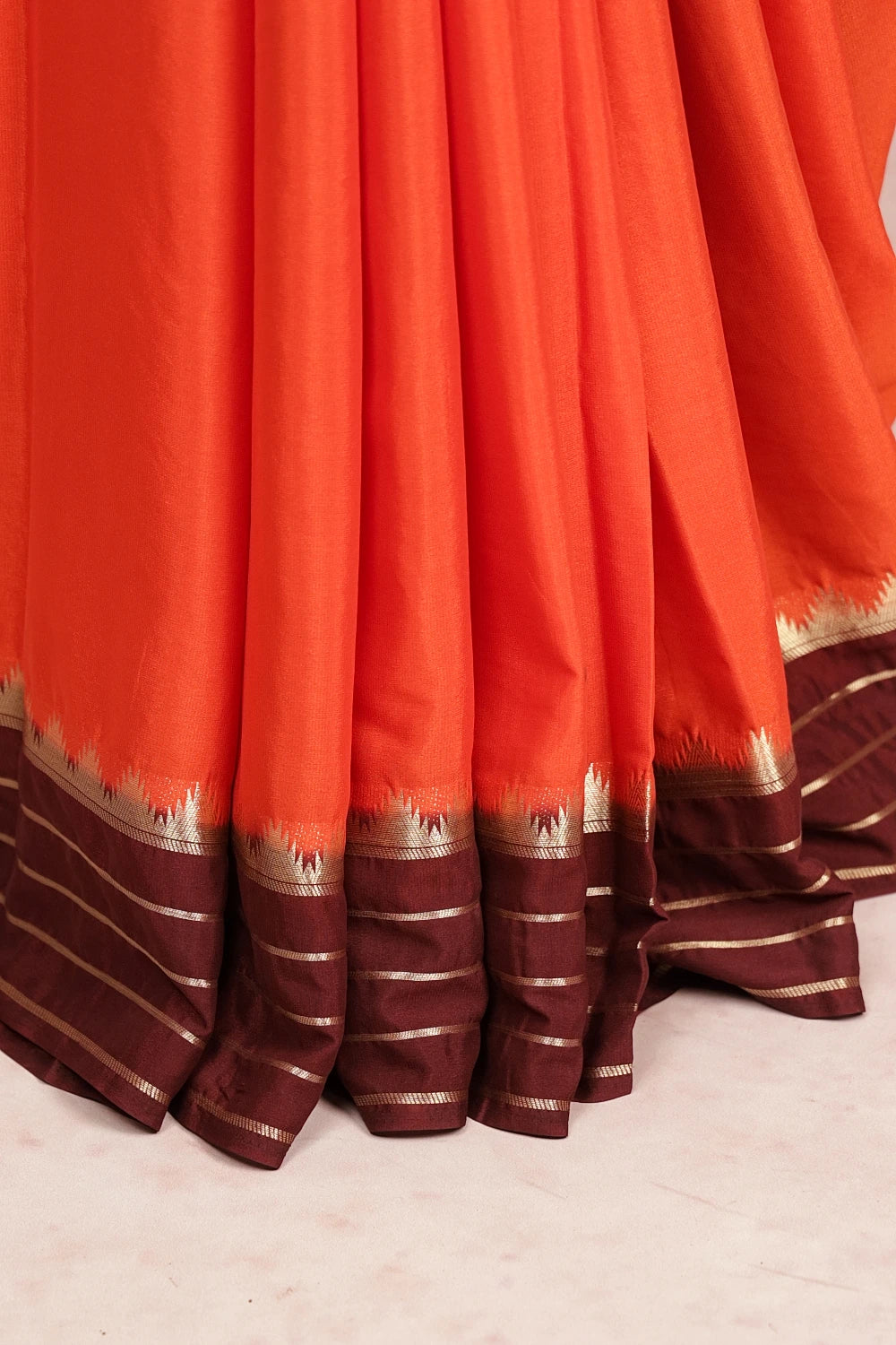 Orange Semi Crepe Saree