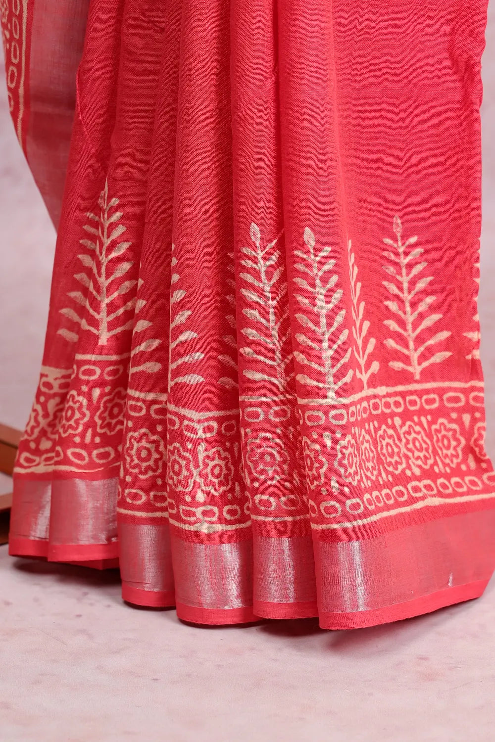 Orange Semi Linen Saree