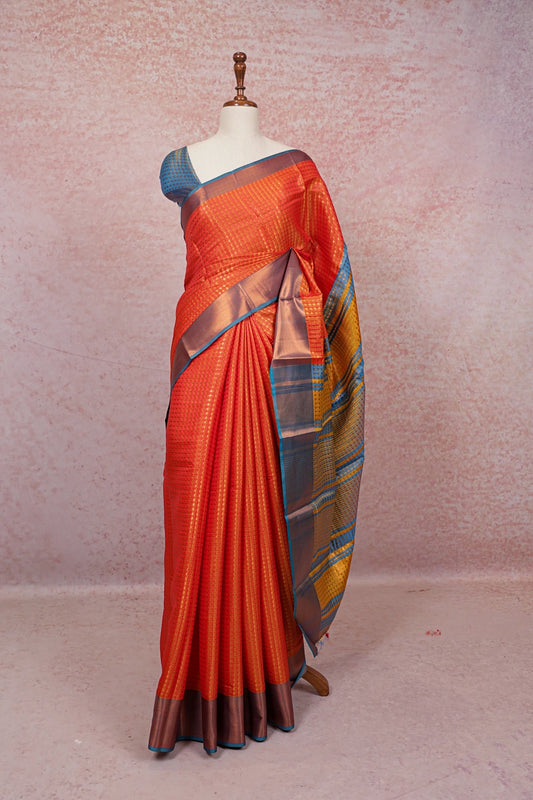 Orange Semi Silk Saree - Seematti