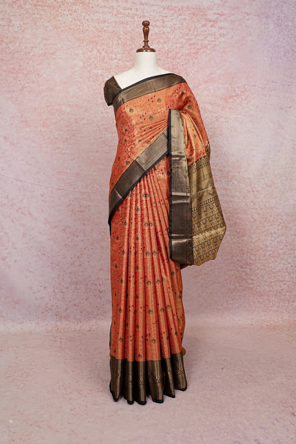 Orange Semi Tissue Saree - Seematti
