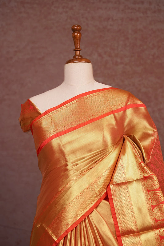 Orange Semi Tissue Silk Saree