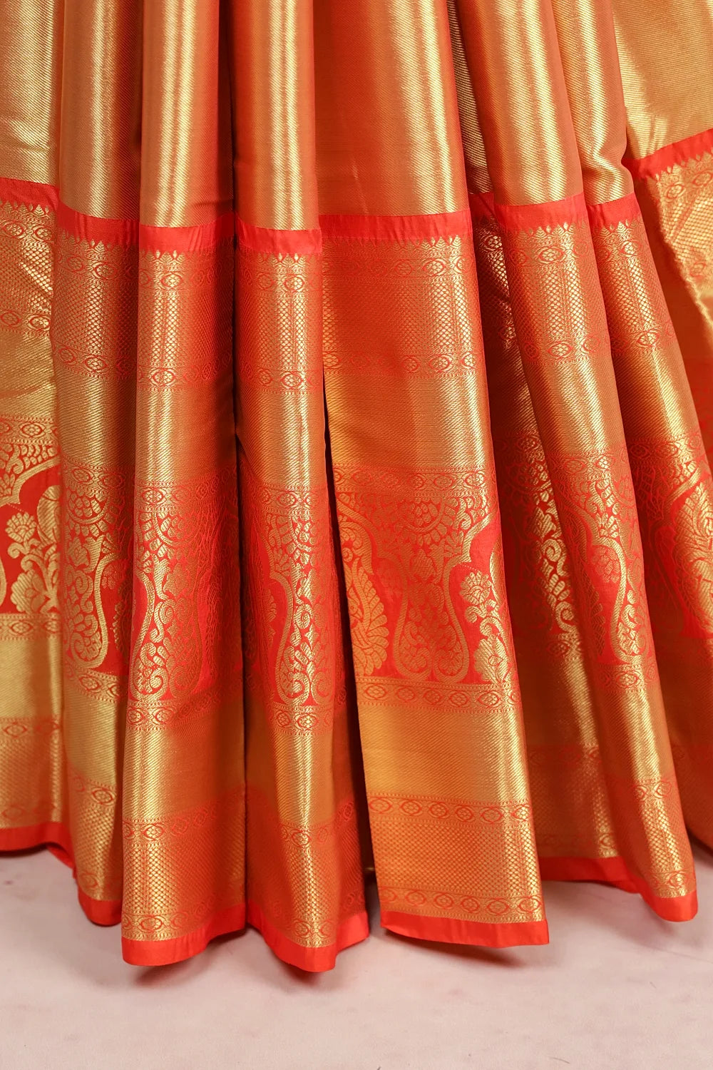 Orange Semi Tissue Silk Saree