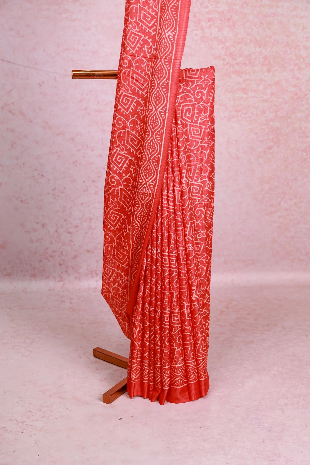 Orange Semi Tussar Saree