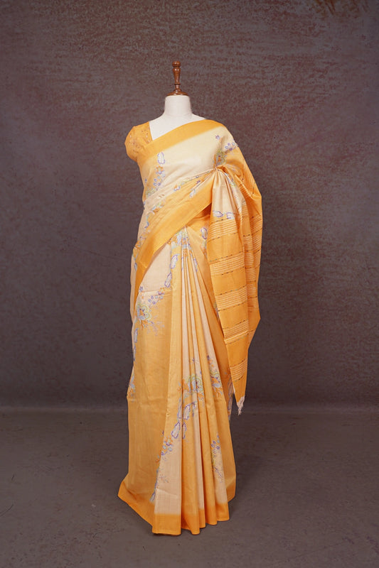 Orange Semi Tussar Saree - Seematti