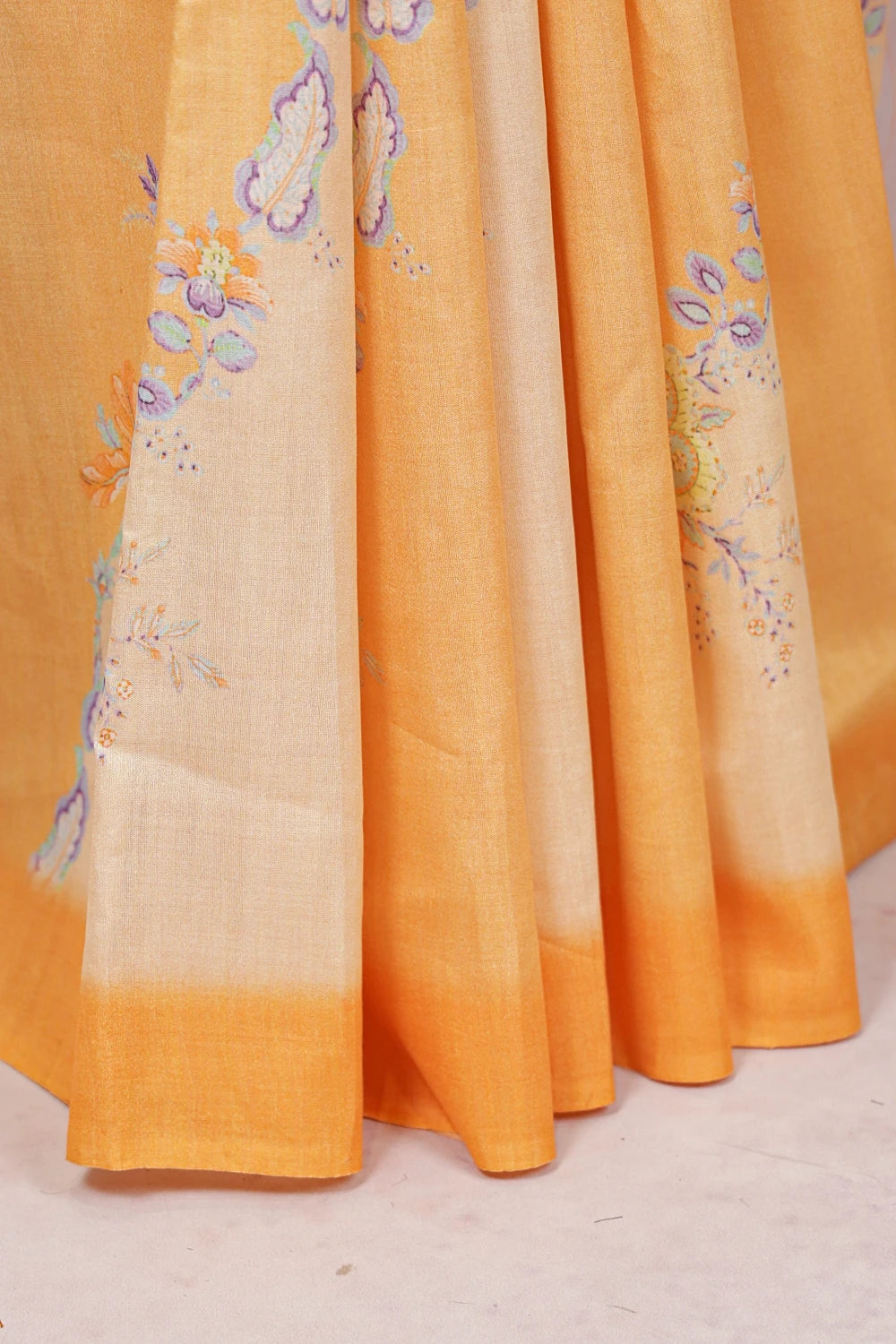 Orange Semi Tussar Saree