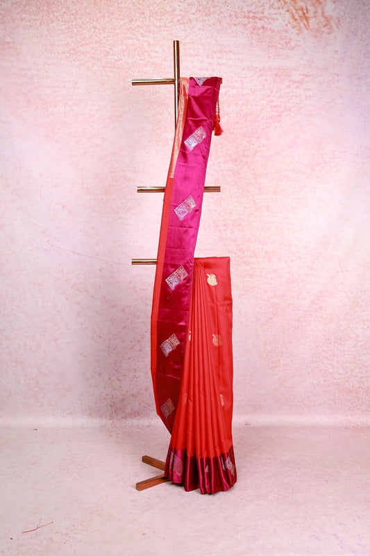 Orange Soft Silk Saree - Seematti