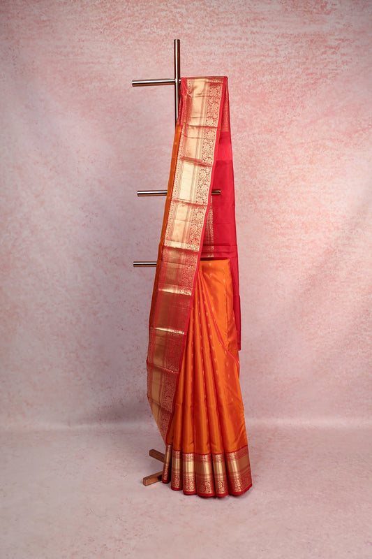 Orange Traditional Kancheepuram Soft Silk Saree
