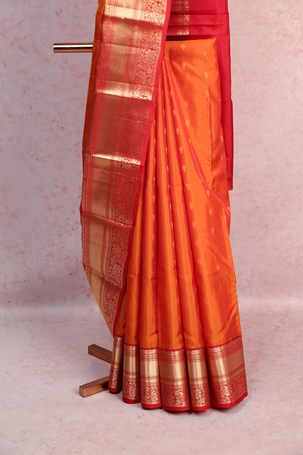 Orange Traditional Kancheepuram Soft Silk Saree