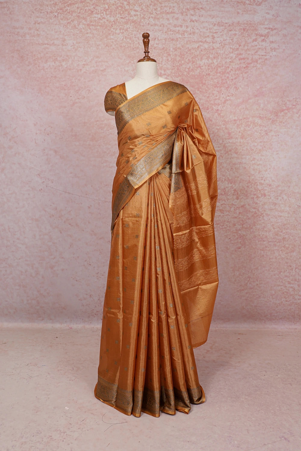 Orange Tussar Silk Saree