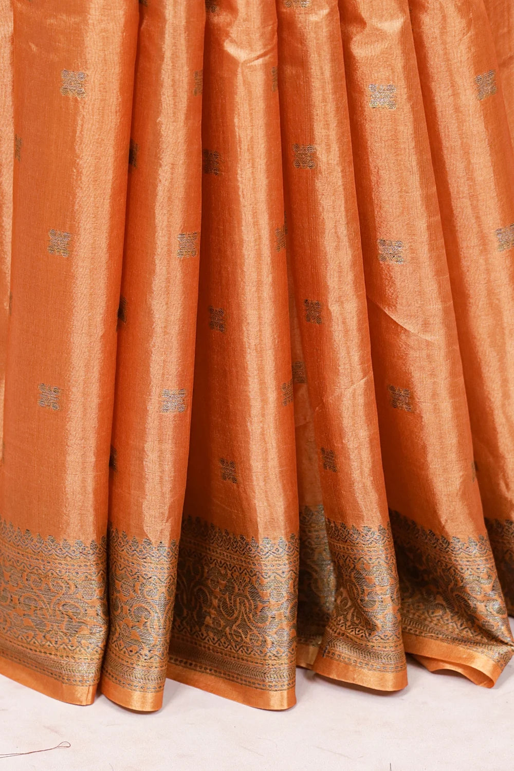 Orange Tussar Silk Saree