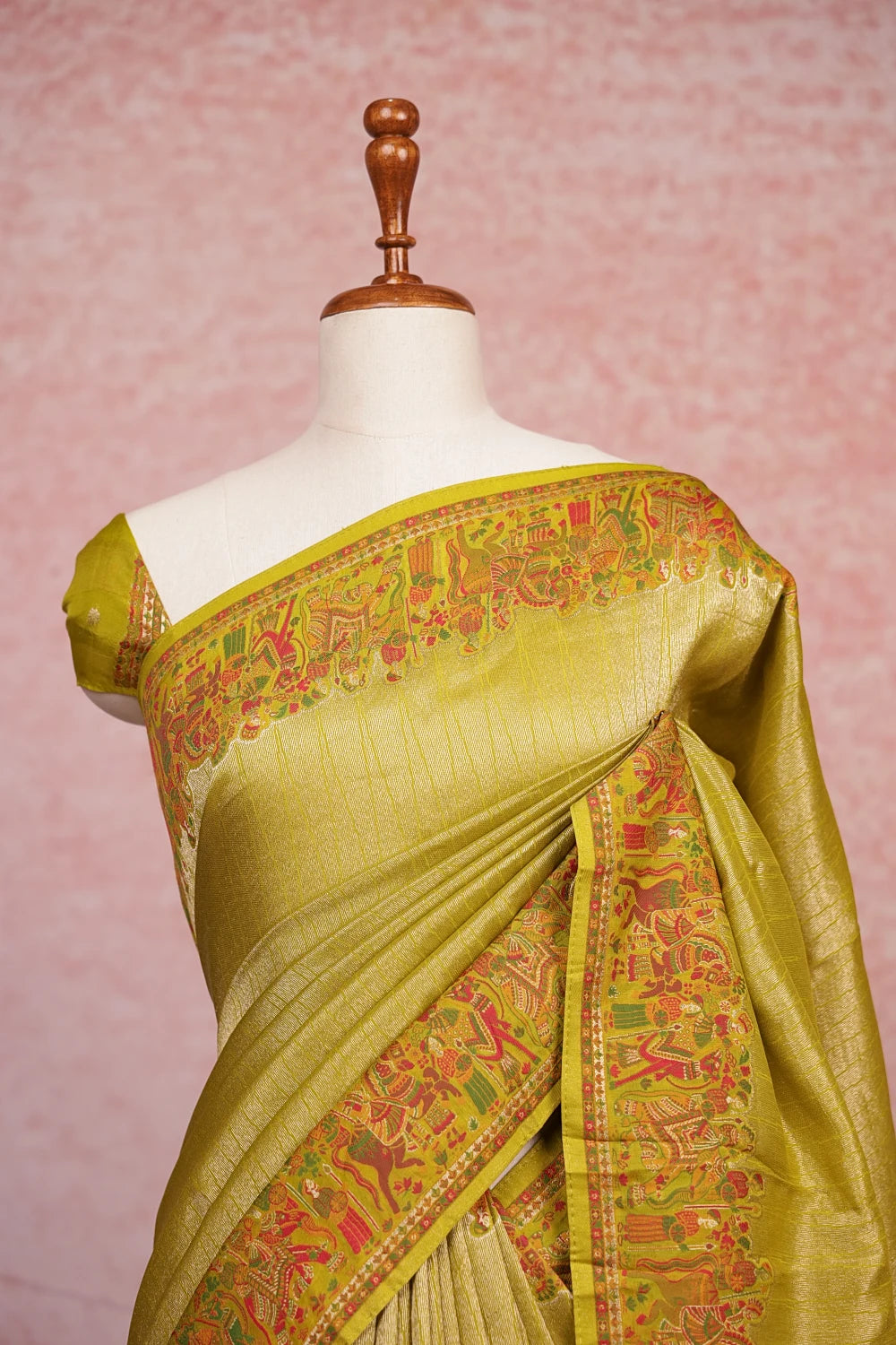Parrot Green Banarasi Silk  Saree