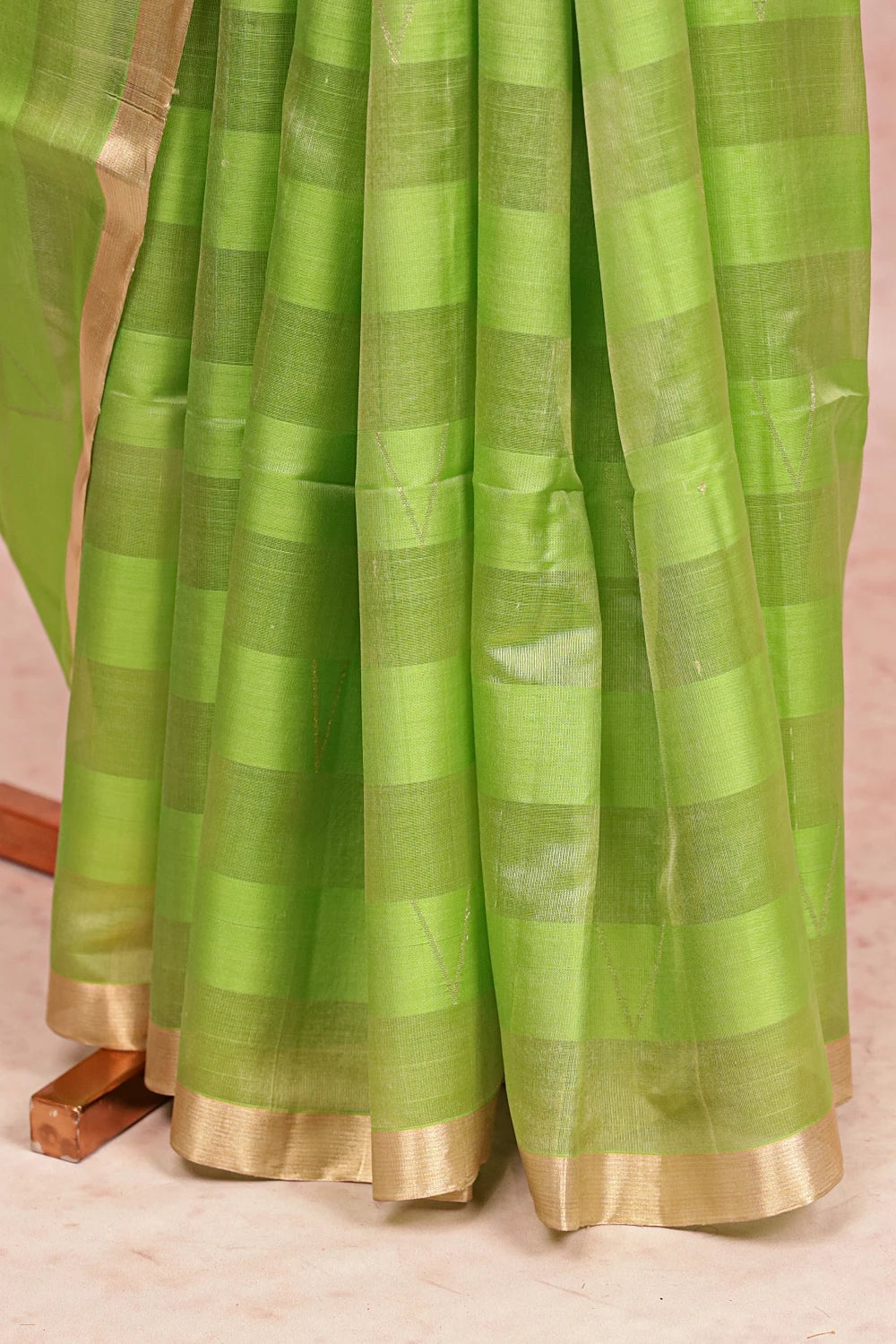 Parrot Green Kora Silk Saree
