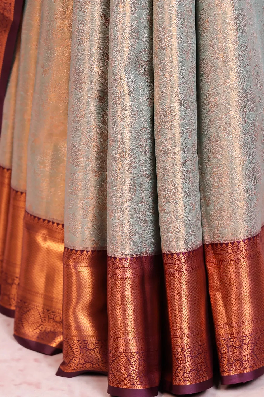 Pastel Blue Semi Kancheepuram Tissue  Silk Saree
