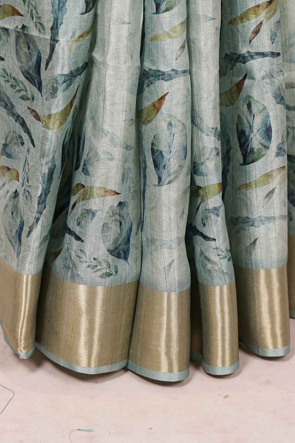 Pastel Blue Semi Tussar Saree - Seematti
