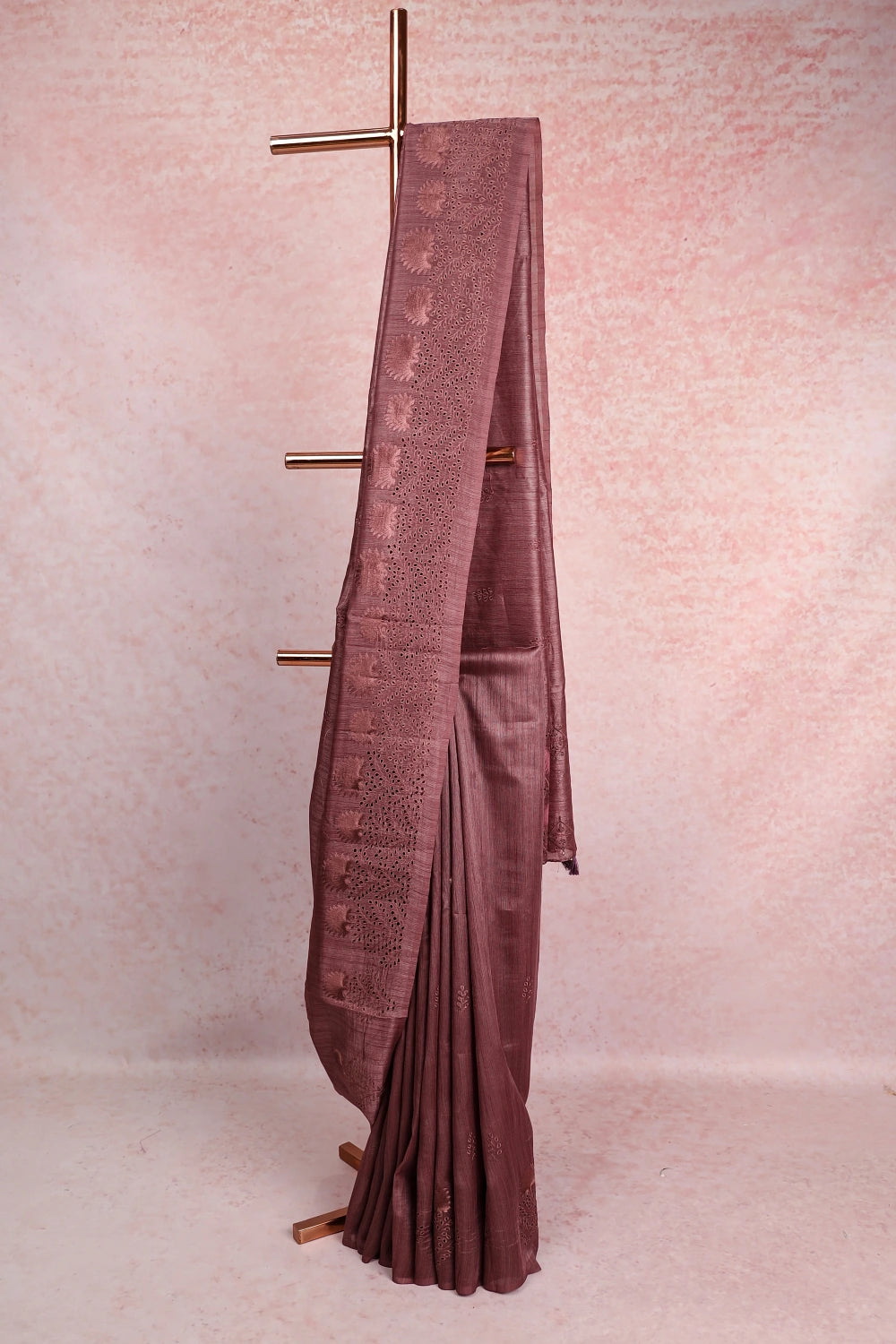 Pastel Coffee Brown Semi Jute Saree