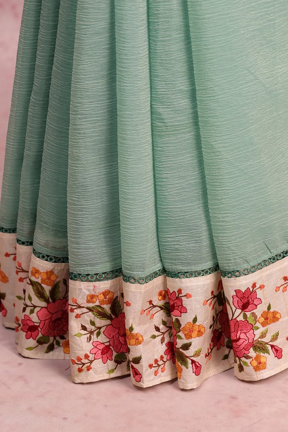 Pastel Green Crush Saree