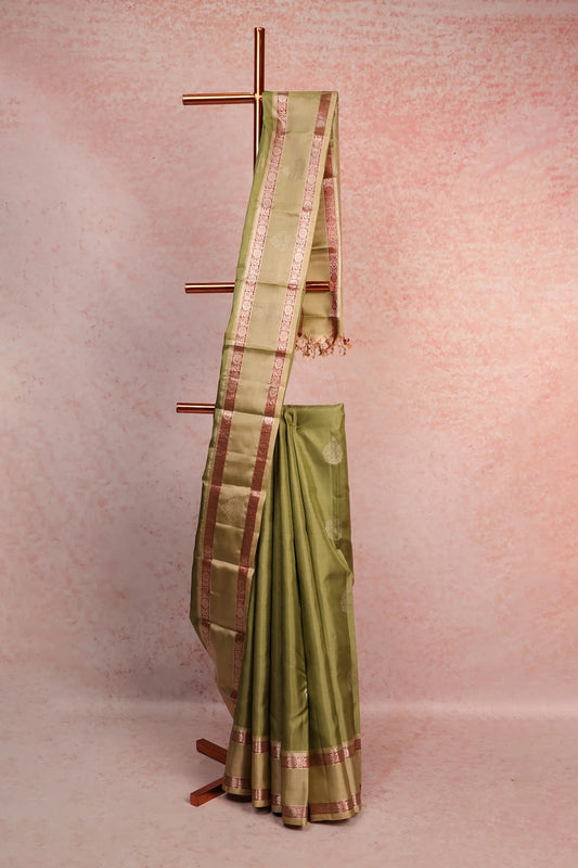 Pastel Green Kancheepuram Soft Silk Saree