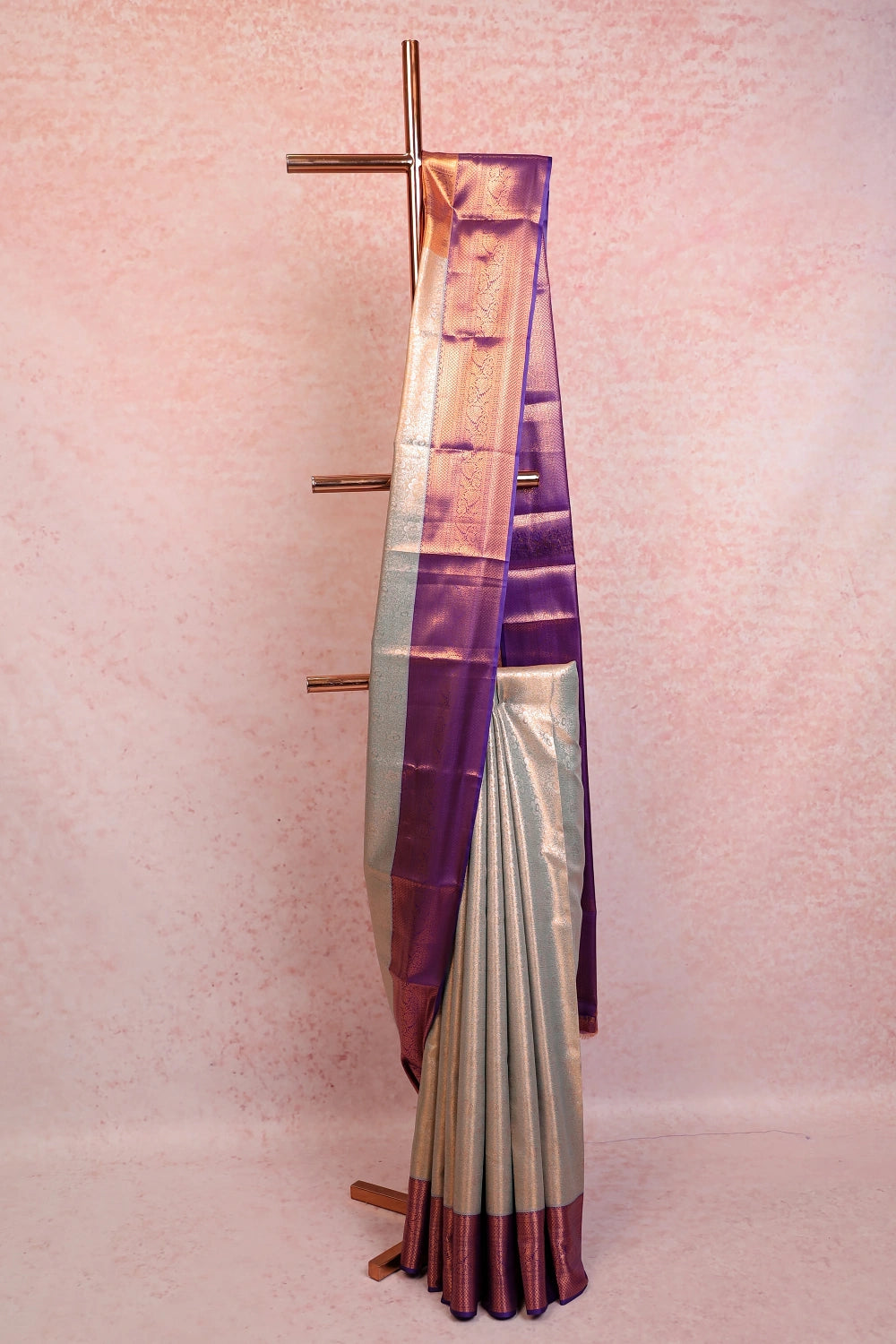 Pastel Green Semi Kancheepuram Tissue  Silk Saree