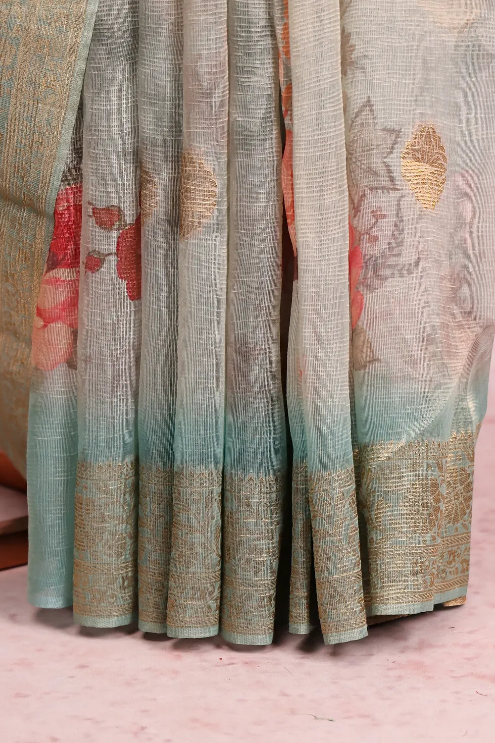 Pastel Green Semi Tissue Organza Saree