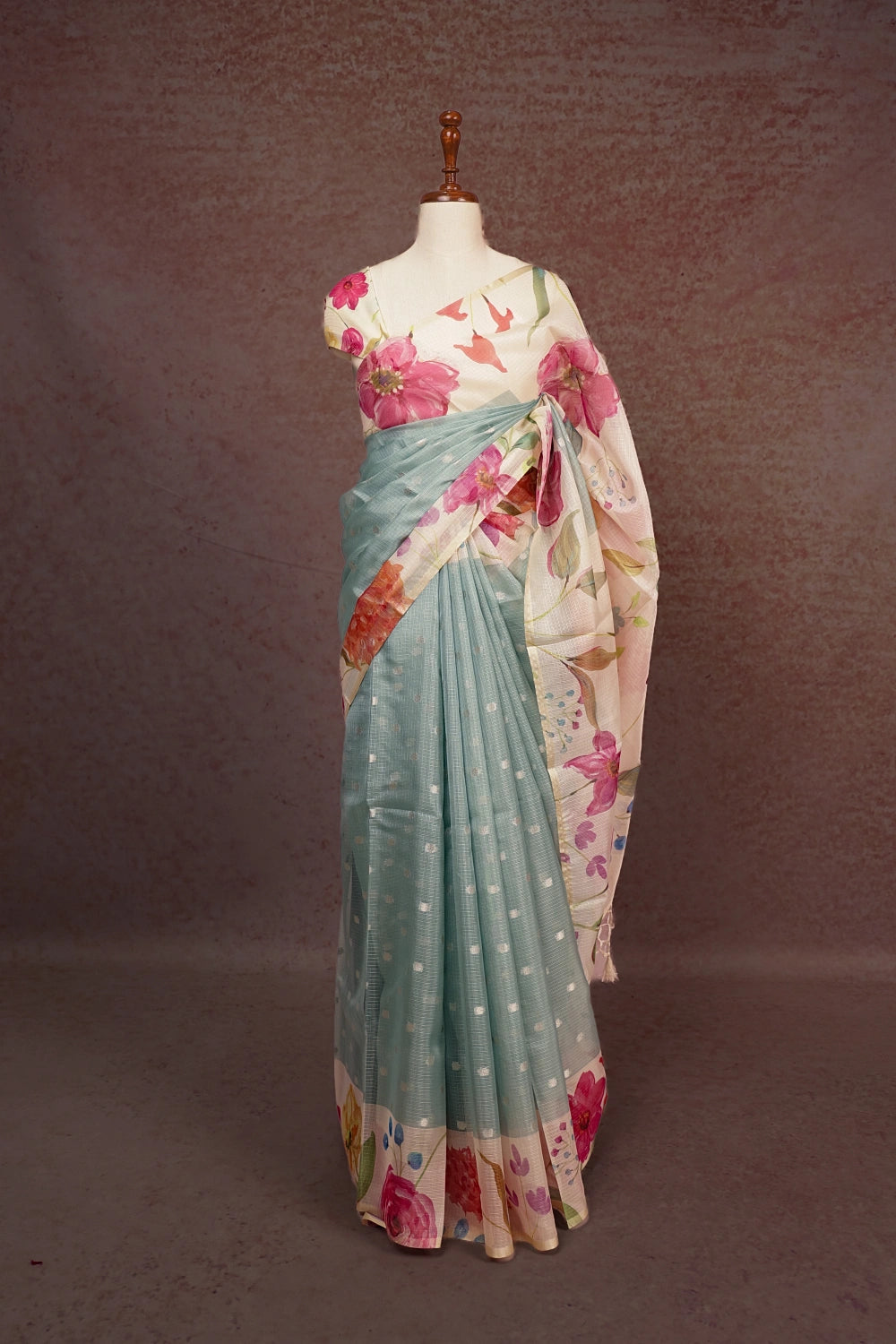 Pastel Green Silky Kota Saree