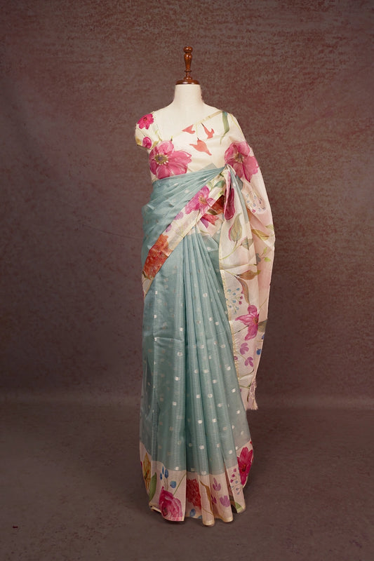 Pastel Green Silky Kota Saree