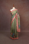 Pastel Green Tussar Jute Saree