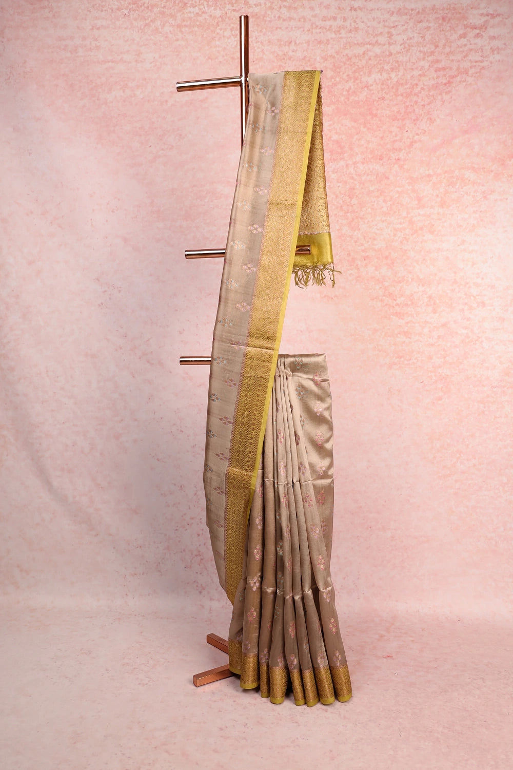 Pastel Green Tussar Silk Saree - Seematti