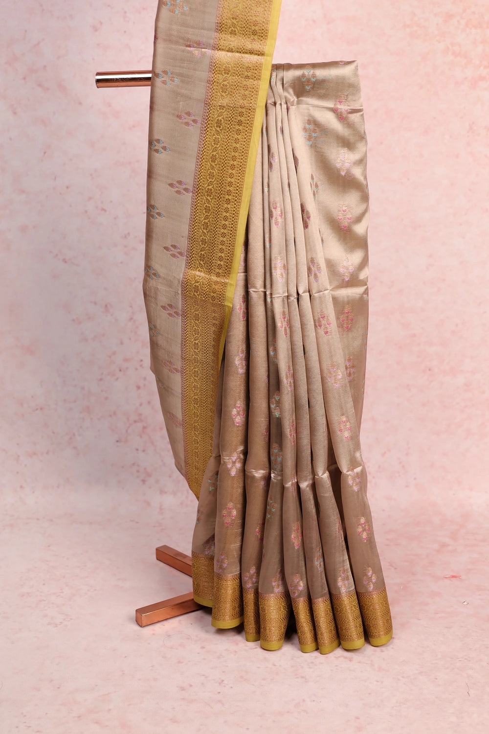 Pastel Green Tussar Silk Saree - Seematti