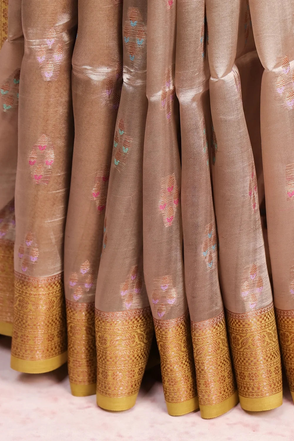 Pastel Green Tussar Silk Saree - Seematti