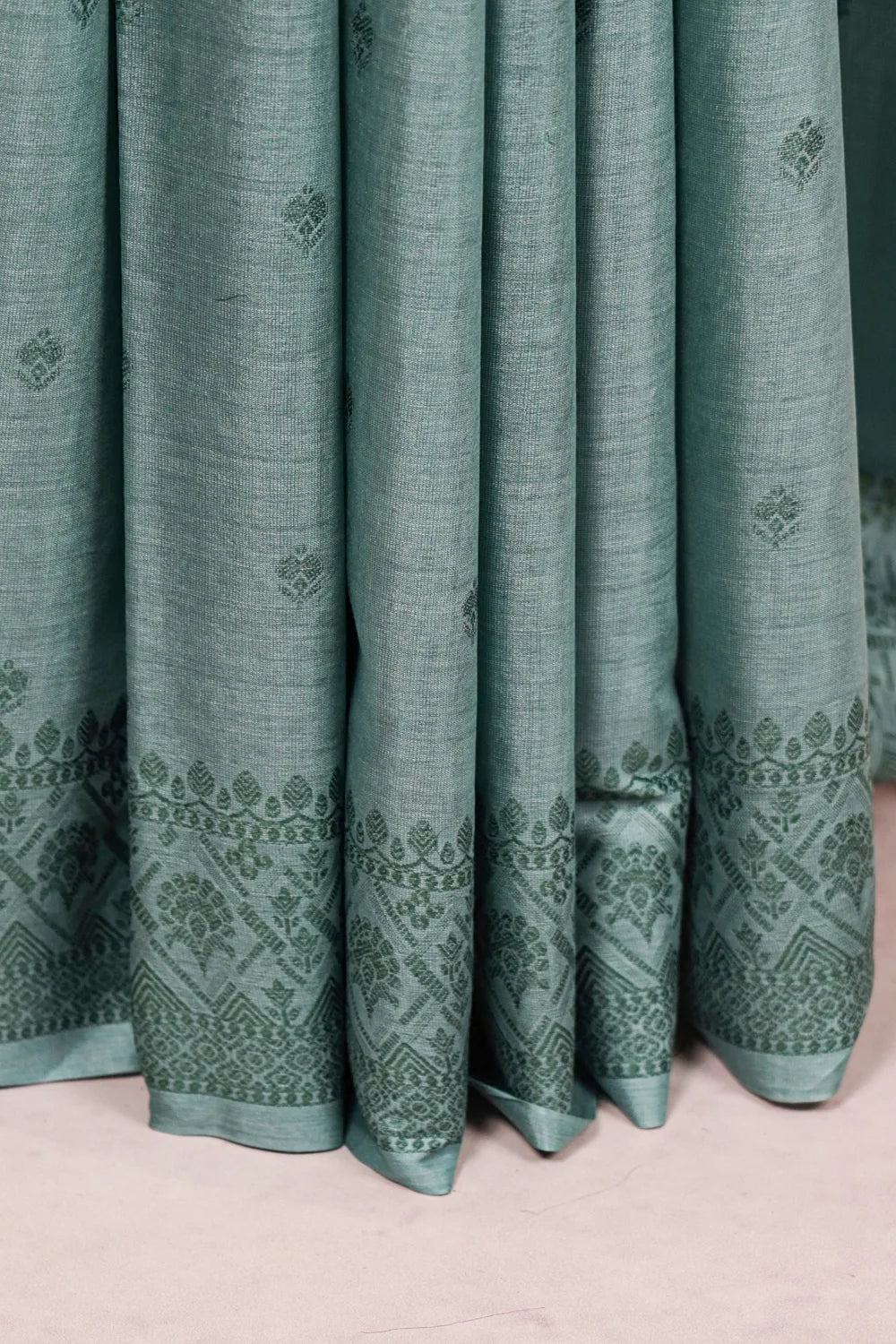 Pastel Green Tussar Silk Saree - Seematti