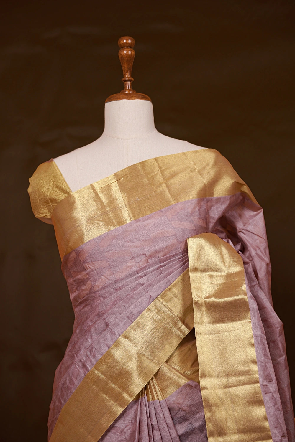 Pastel Lavender Tussar Saree - Seematti