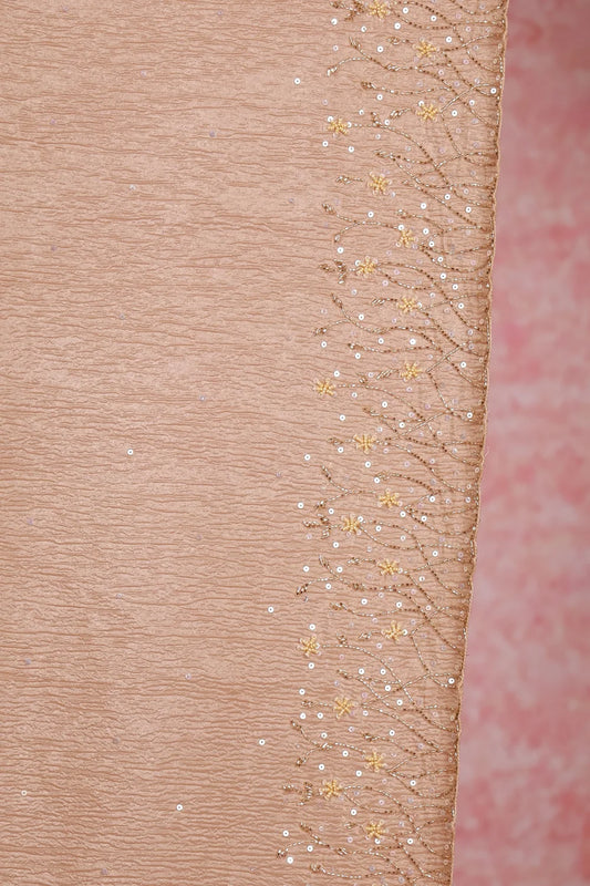 Pastel Peach Crush Organza Saree