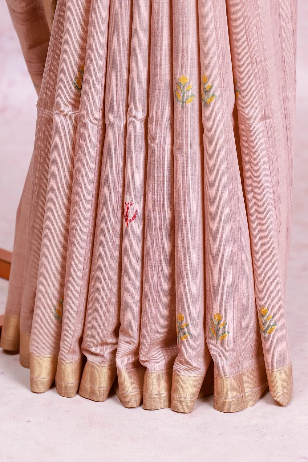 Pastel Pink Colour Semi Tussar Saree